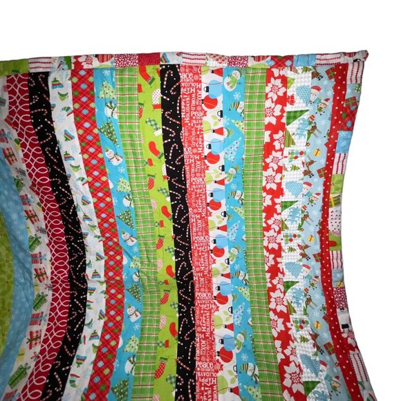 Handmade Hand Crafted Christmas Holiday Lap Quilt Granny Square Colorful 38 X 36 - Picture 3 of 11